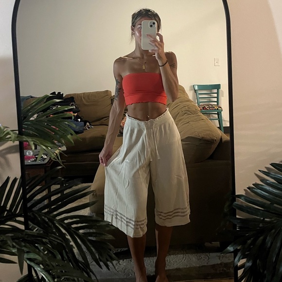 adidas Pants - VINTAGE ADIDAS CAPRI WIDE LEG SWEATS (S)